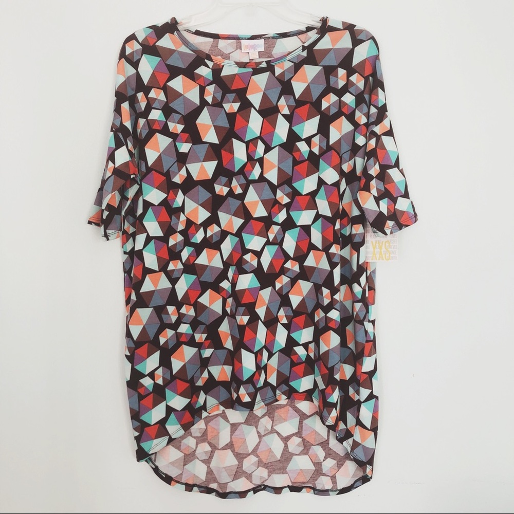 NWT LULAROE Irma Multicolor Geometric Tunic Top